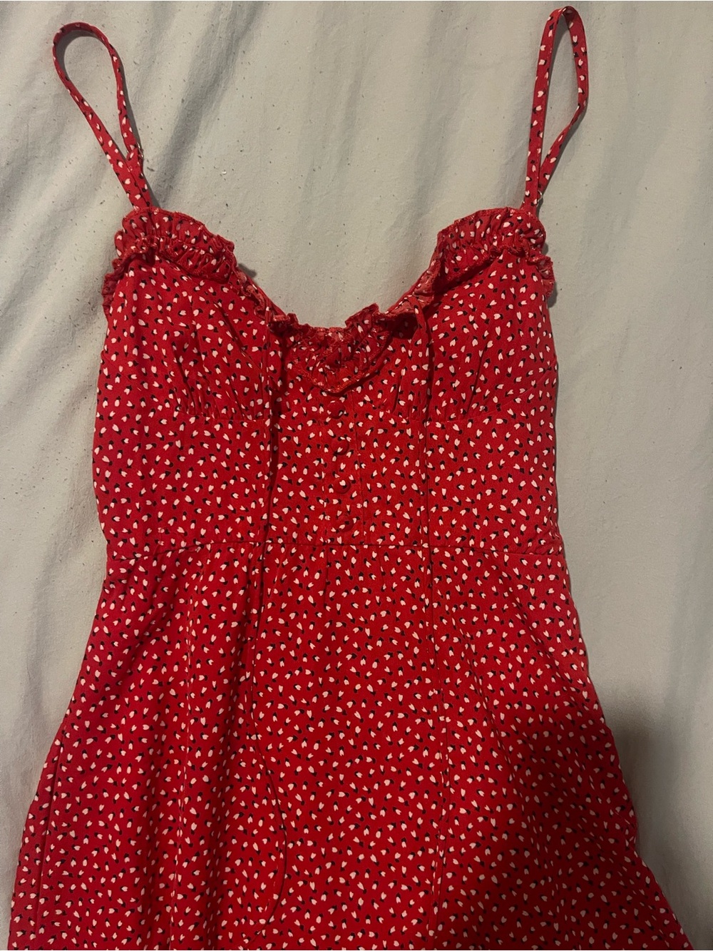 Princess Polly Red Heart-Print Spaghetti Strap mini dress